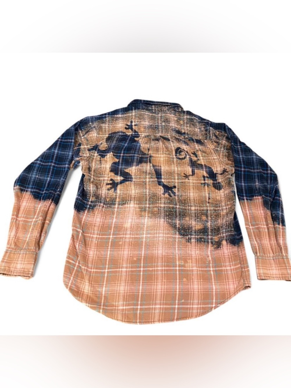 G.H. Bass & Co. Blue and Tan Plaid Button-Down with Frog Back Graphic